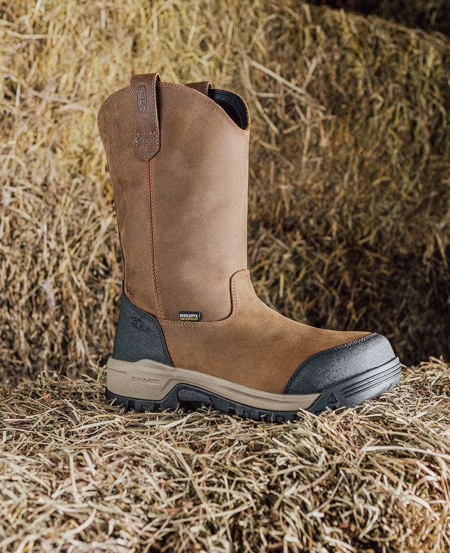 Men's Evanston Pull-On Waterproof Boot (Soft Toe) Bison/Black - Image 9